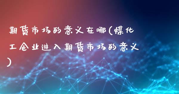 期货市场的意义在哪(煤化工企业进入期货市场的意义)_https://www.dong10.com_期货_第1张