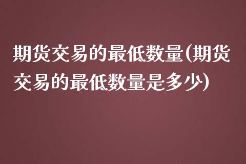 期货交易的最低数量(期货交易的最低数量是多少)_https://www.dong10.com_期货_第1张