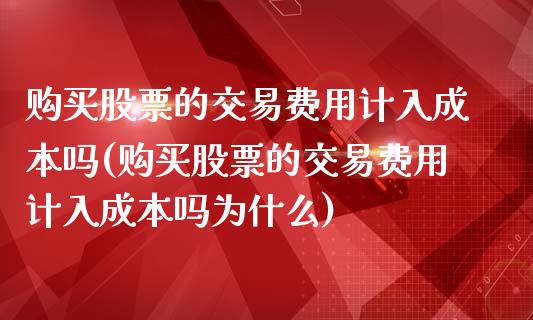 购买股票的交易费用计入成本吗(购买股票的交易费用计入成本吗为什么)_https://www.dong10.com_期货_第1张