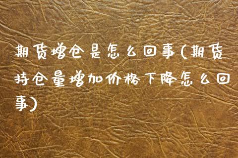 期货增仓是怎么回事(期货持仓量增加价格下降怎么回事)_https://www.dong10.com_期货_第1张