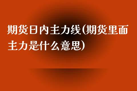 期货日内主力线(期货里面主力是什么意思)_https://www.dong10.com_期货_第1张