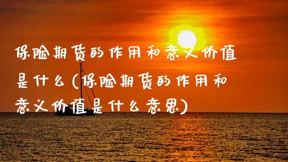 保险期货的作用和意义价值是什么(保险期货的作用和意义价值是什么意思)_https://www.dong10.com_期货_第1张
